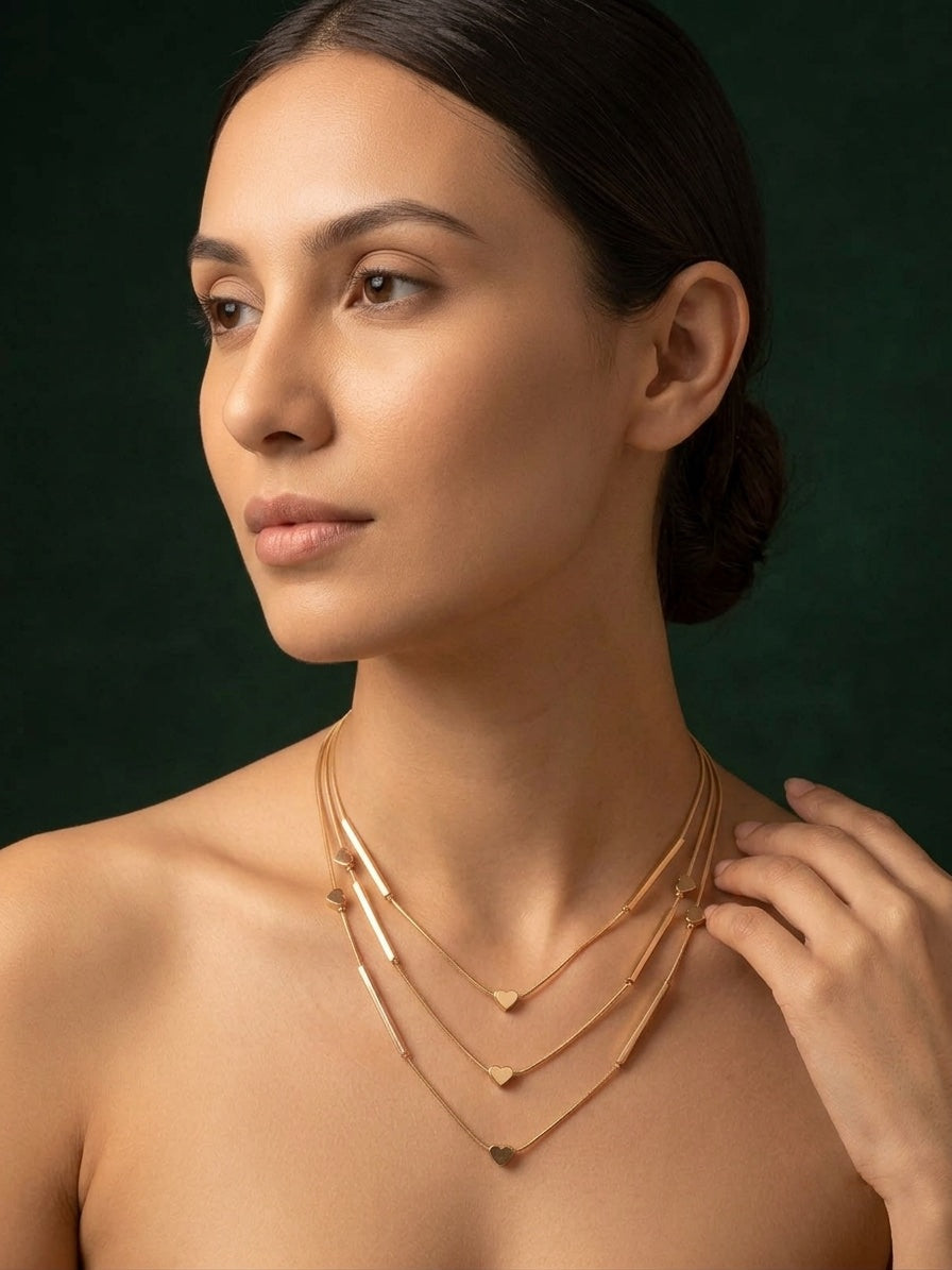 Gold-Toned Minimal Chain Layered Necklace for Women