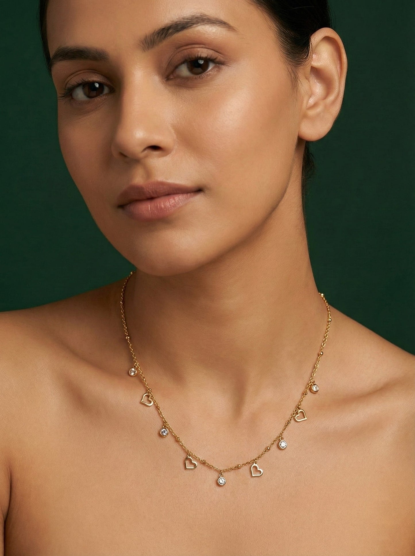 Trendy Heart & Teadrops Necklace