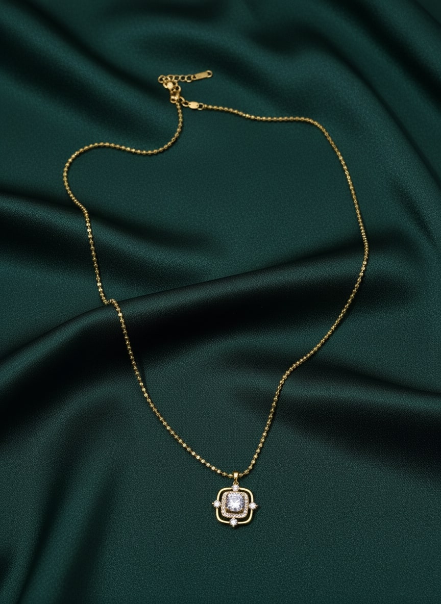 Beautiful Suare Pendant with Chain