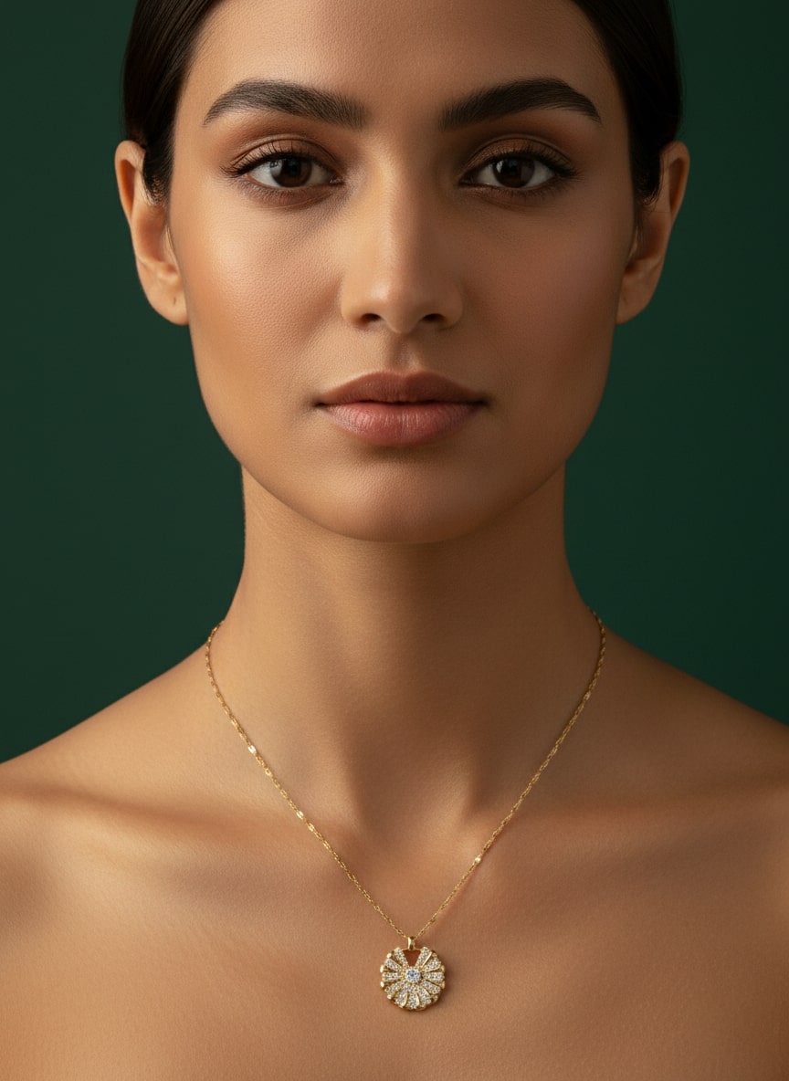 Antique Ad Stone Round Shaped Pandent Chain