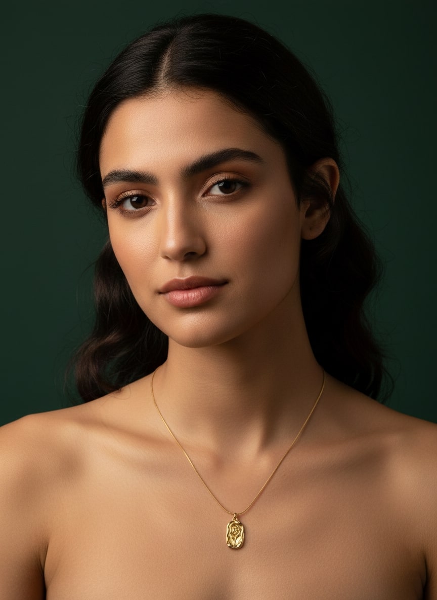 Antique Rose Design Pandent with Minimal Chain