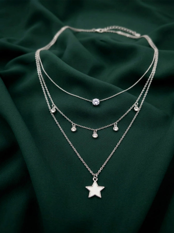 Fancy Gold Plated Three Layered Necklace