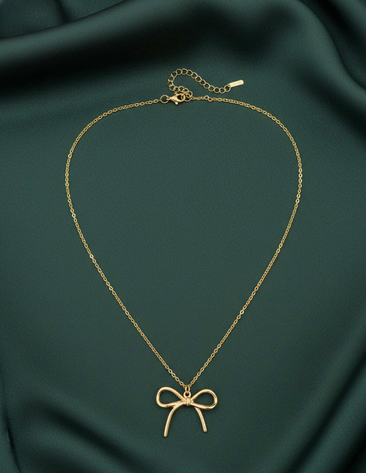 Gold Plated Chain With Stylish Bow Pendent