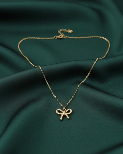 Gold Plated Chain With Stylish Bow Pendent