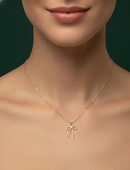 Beautiful Minimul Chain With Bow Pendent