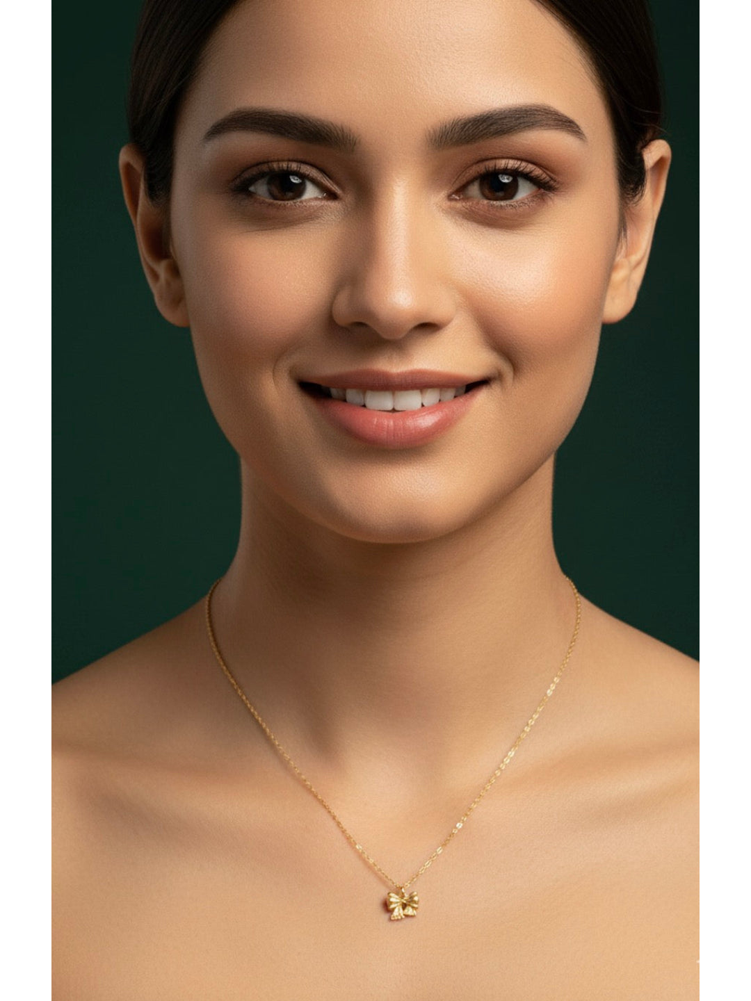 Gold Plated Chain With Stylish Bow Pendant
