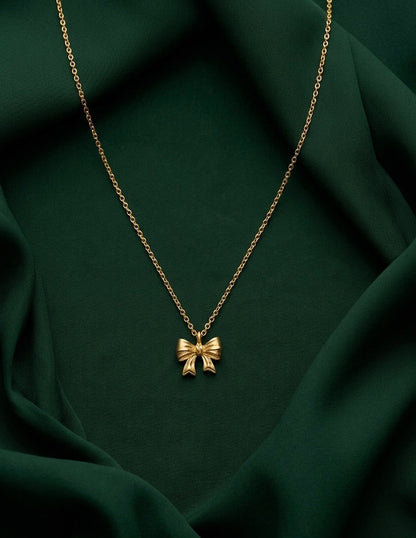 Gold Plated Chain With Stylish Bow Pendant