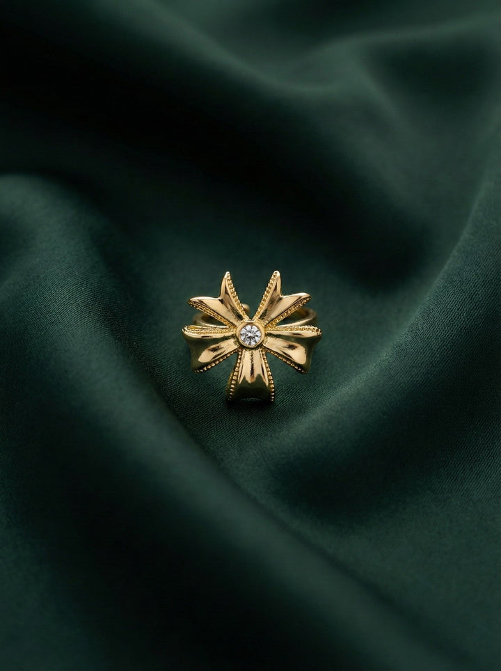 Fancy Beaded Bow Design Finger Adjustable Ring