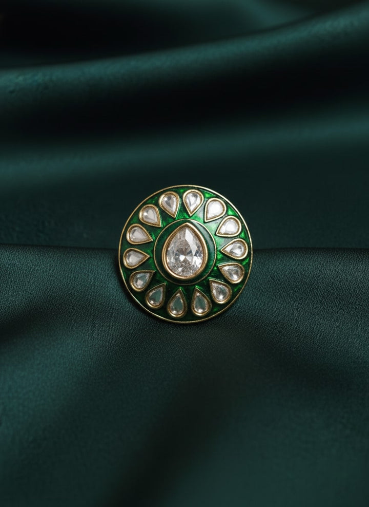 Traditional Minakari Design Kundan Ring