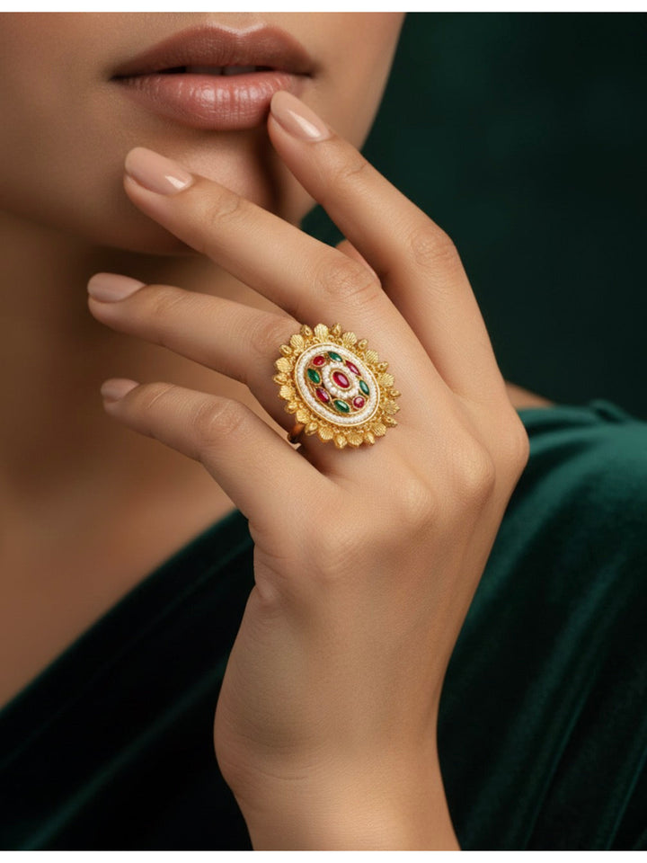 Gold Plated Unique Ethnic Design Ring