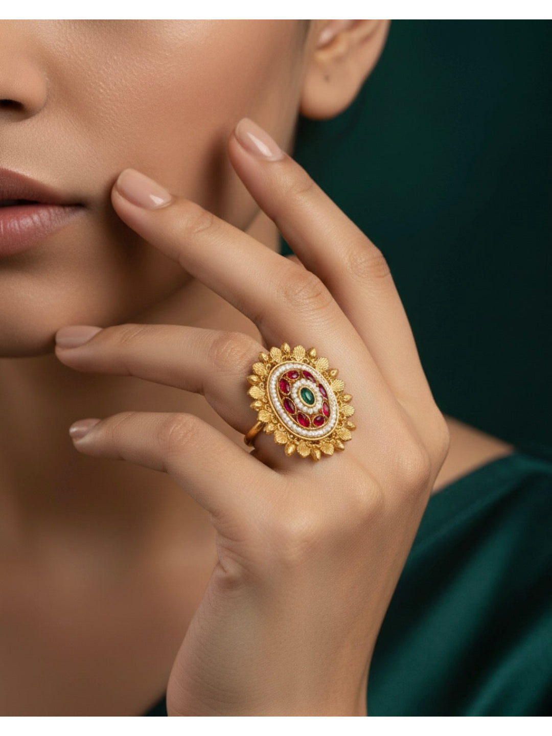 Gold Plated Antique Ethnic Design Ring
