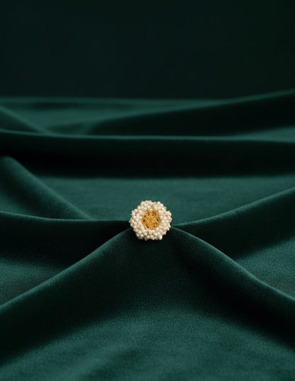 Beautiful Golden Ring With Beaded Flower
