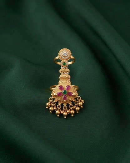 Women Gold-Plated Stone Studded Traditional Statement Ring