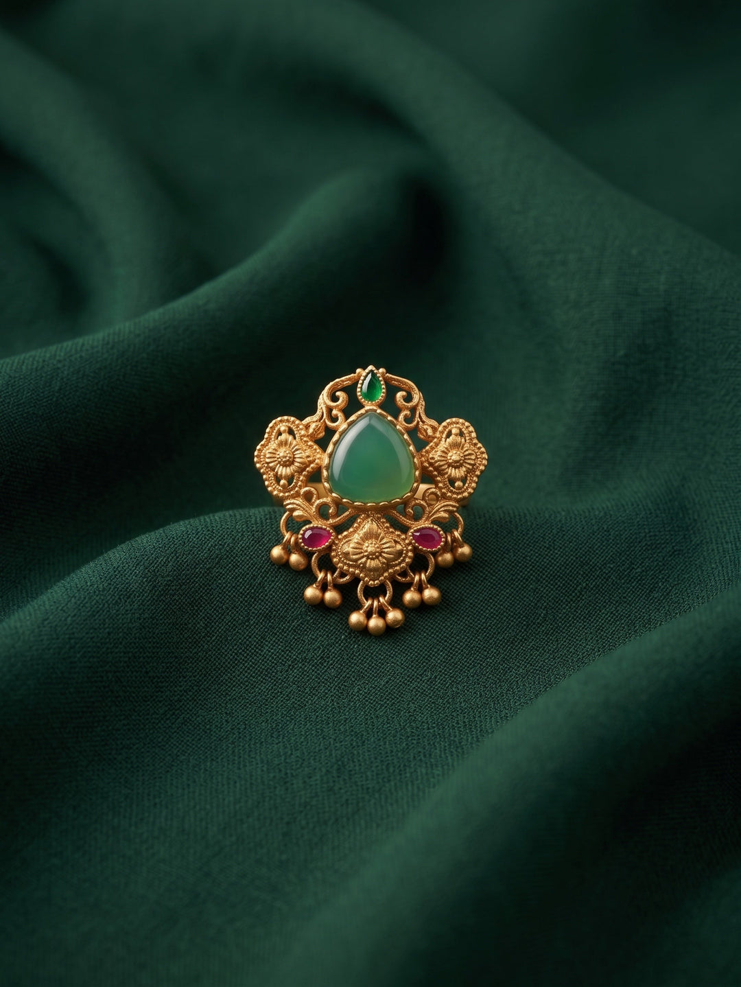 Women Gold-Plated Kundan Traditional Statement Ring