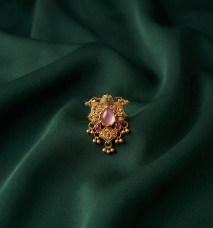 Women Gold-Plated Kundan Traditional Statement Ring