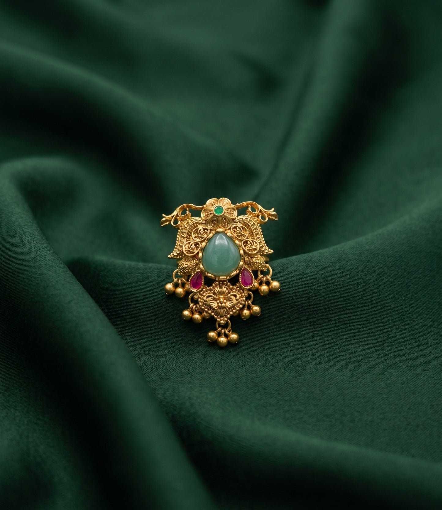 Women Gold-Plated Stone Studded Traditional Statement Ring