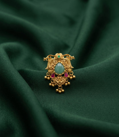 Women Gold-Plated Stone Studded Traditional Statement Ring