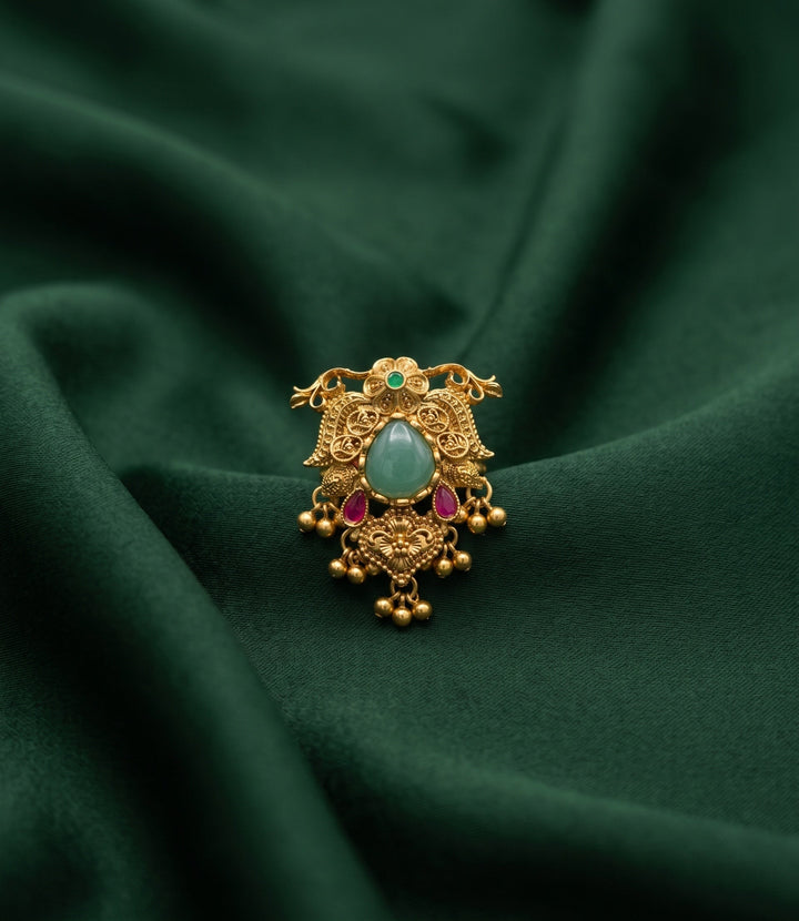 Women Gold-Plated Stone Studded Traditional Statement Ring