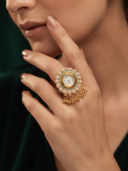 Gold Plated Trendy Watch Ring For Women