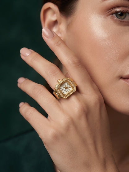 Gold Plated Trendy Watch Ring For Women