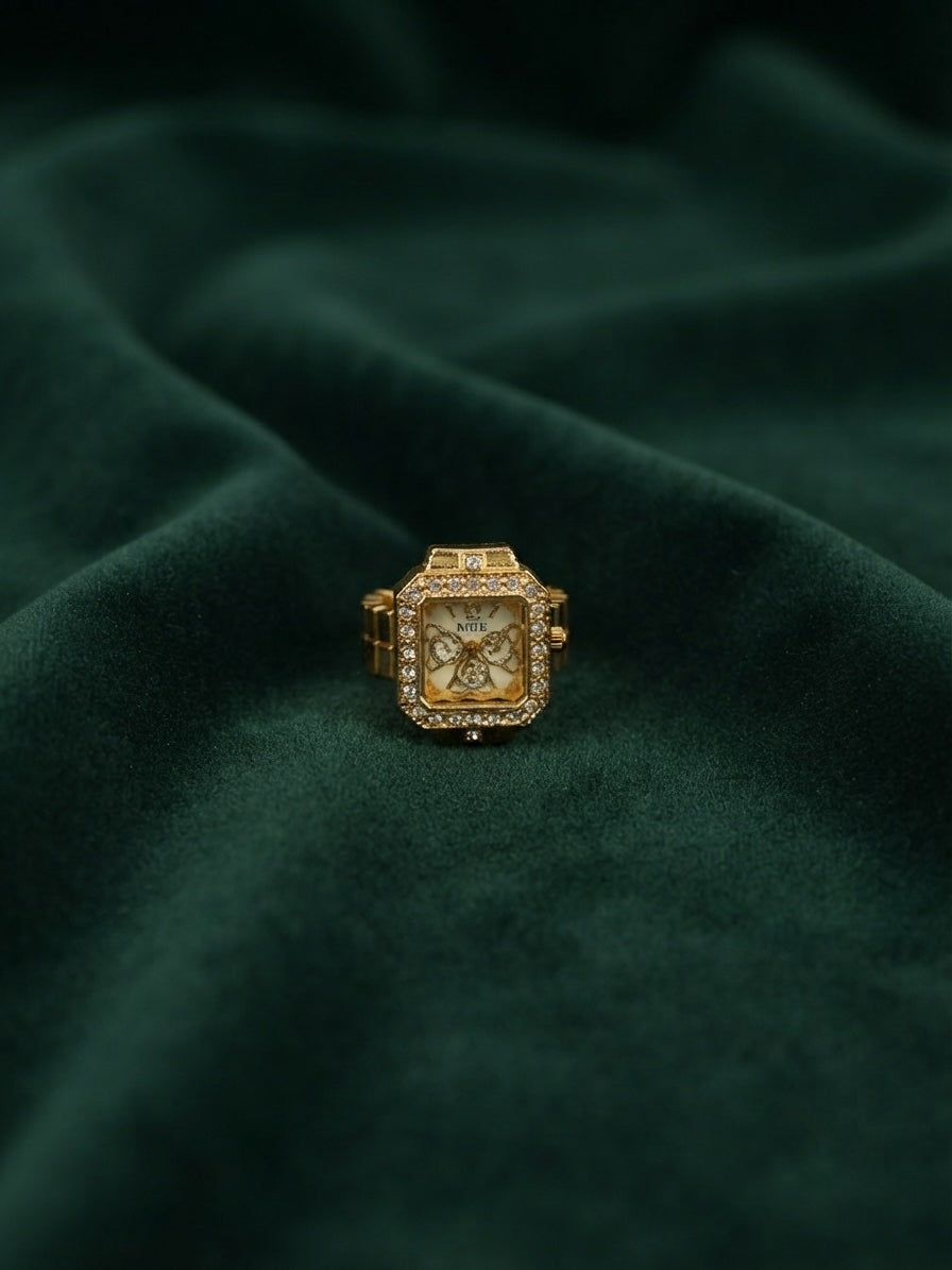 Gold Plated Trendy Watch Ring For Women