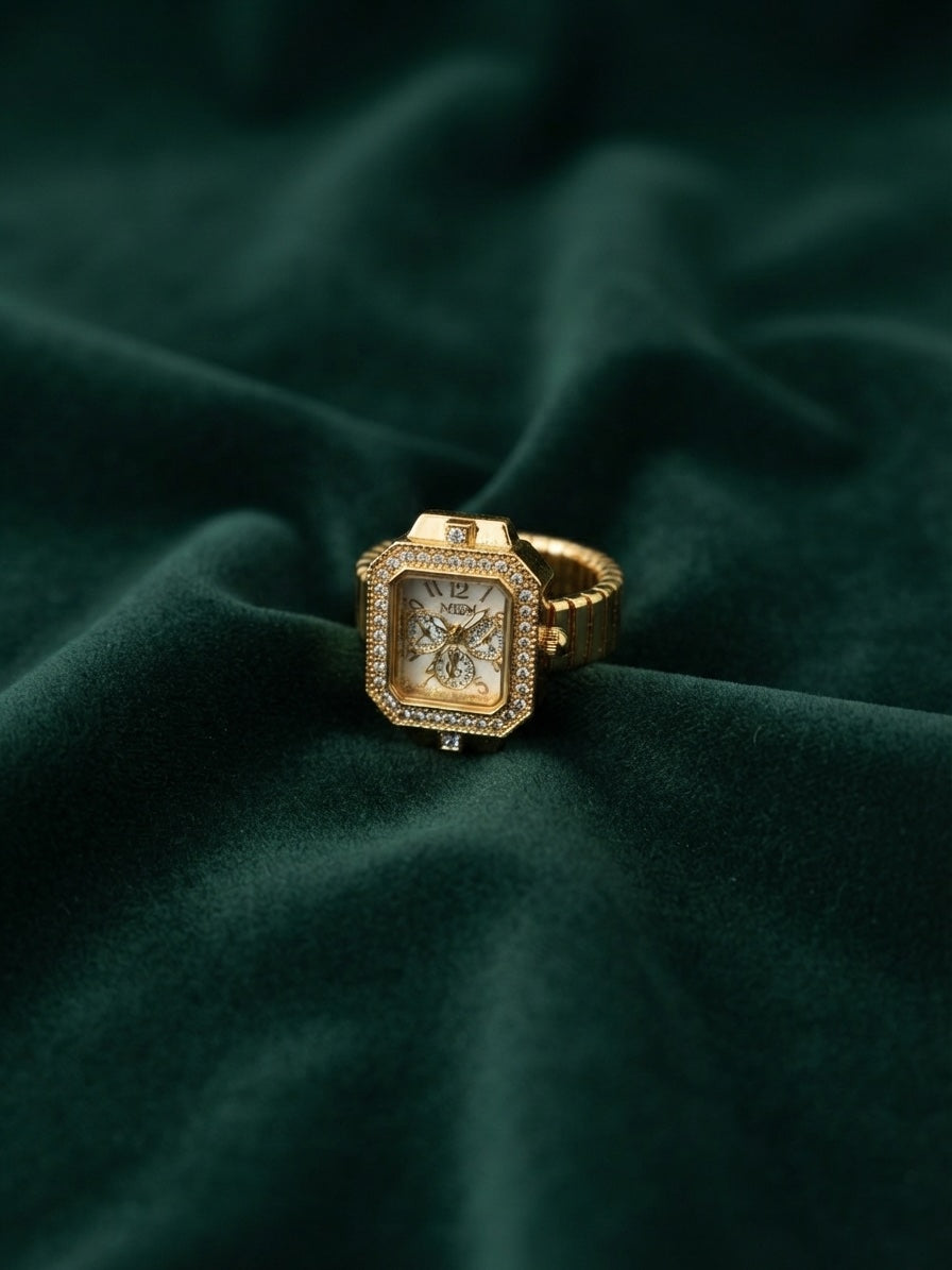 Gold Plated Trendy Watch Ring For Women