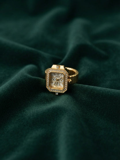 Gold Plated Trendy Watch Ring For Women