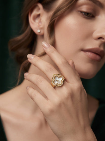 Gold Plated Trendy Watch Ring For Women