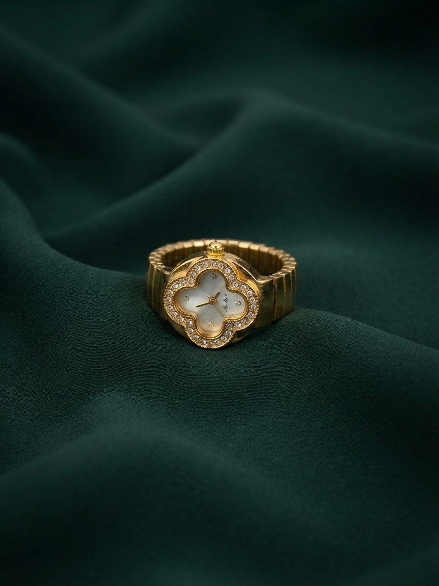 Gold Plated Trendy Watch Ring For Women