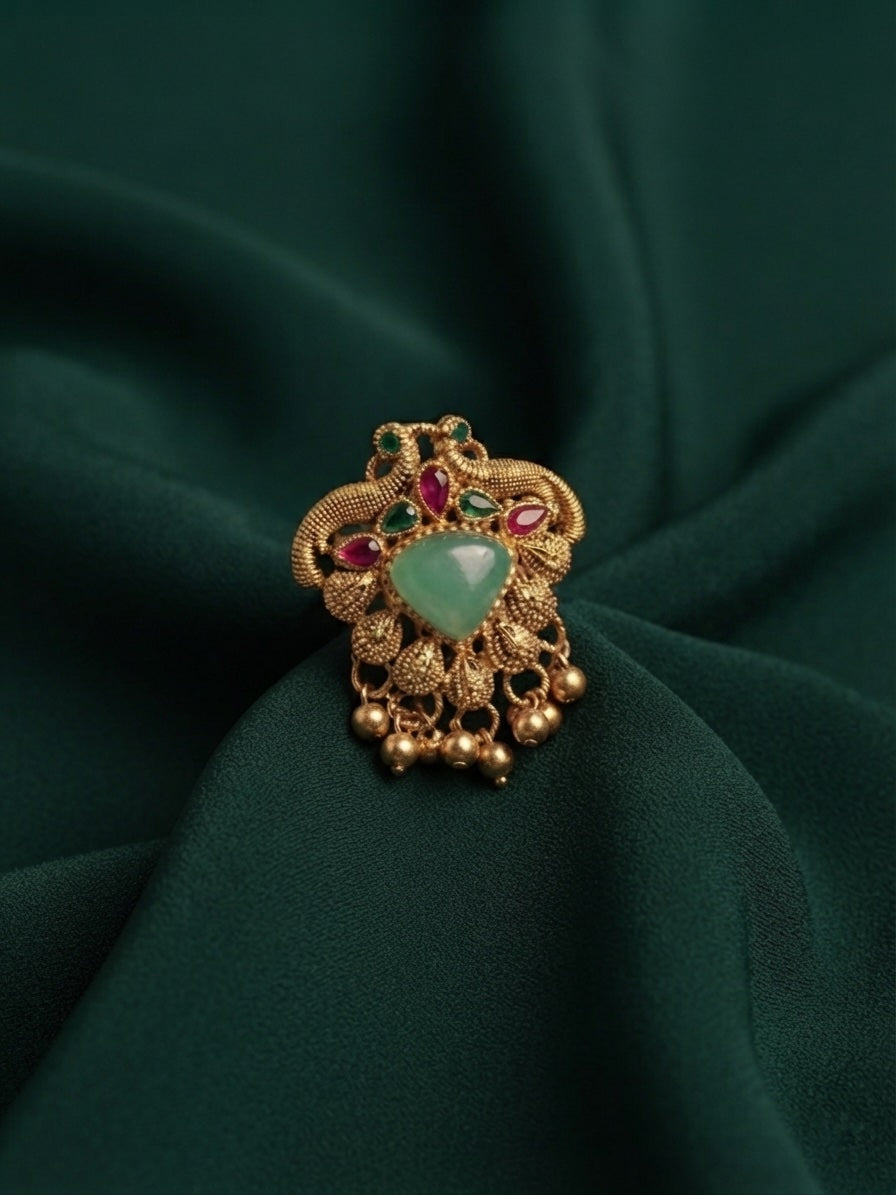 Gold-Plated Kundan Traditional Statement Ring