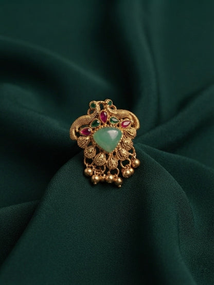 Gold-Plated Kundan Traditional Statement Ring