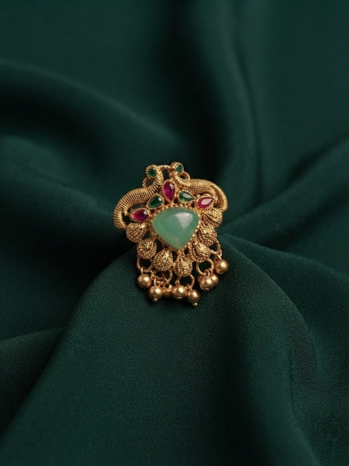 Gold-Plated Kundan Traditional Statement Ring