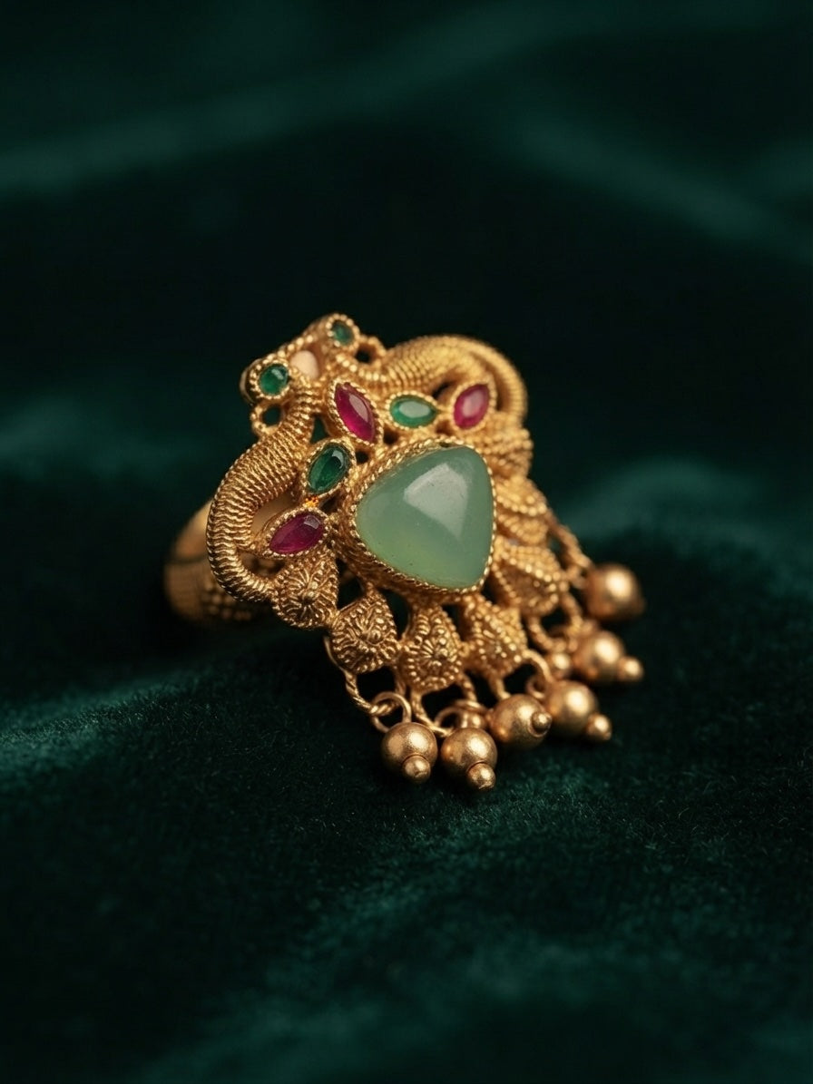 Gold-Plated Kundan Traditional Statement Ring