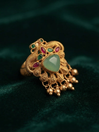 Gold-Plated Kundan Traditional Statement Ring