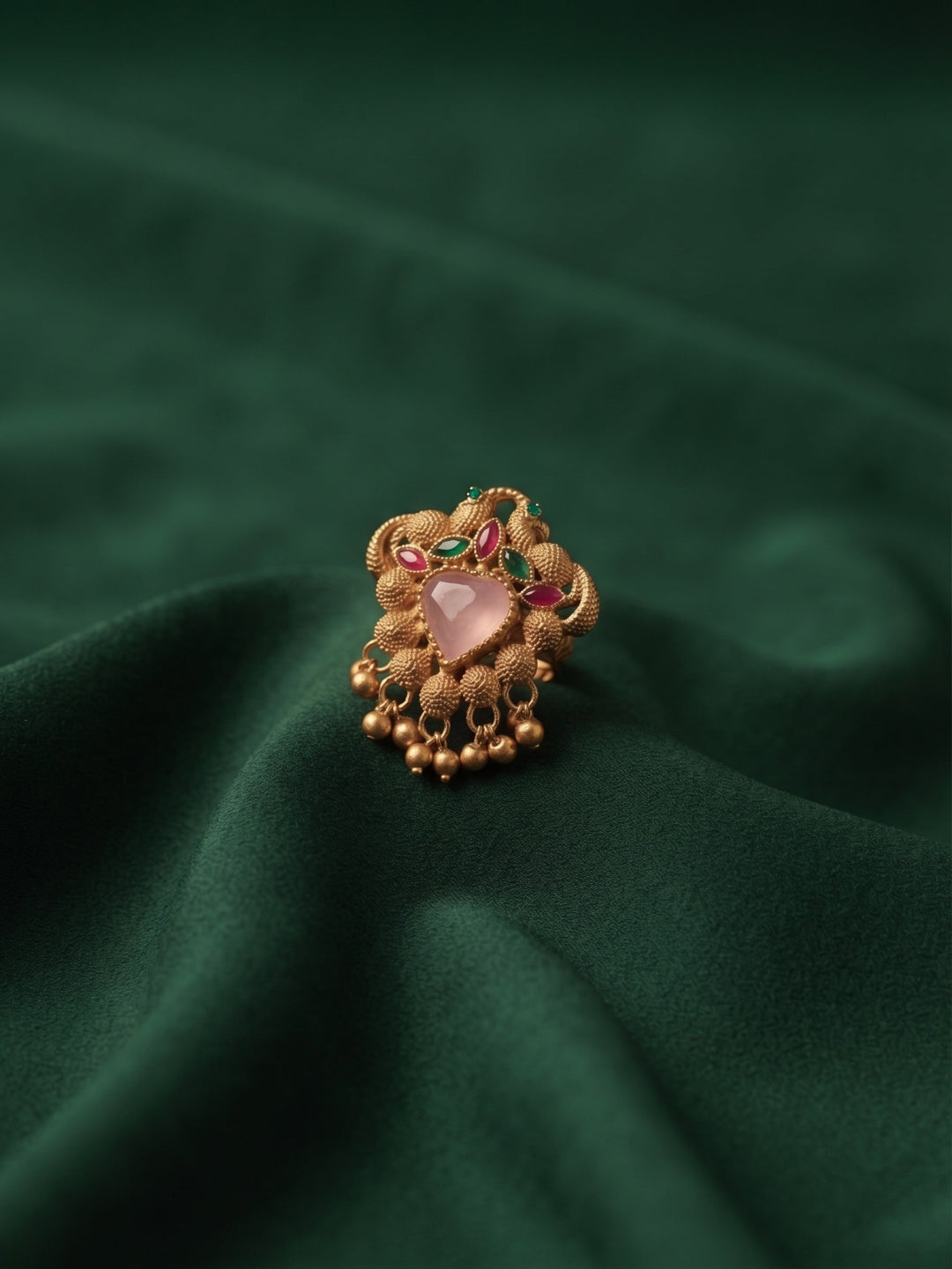 Gold-Plated Stone Studded Traditional Statement Ring