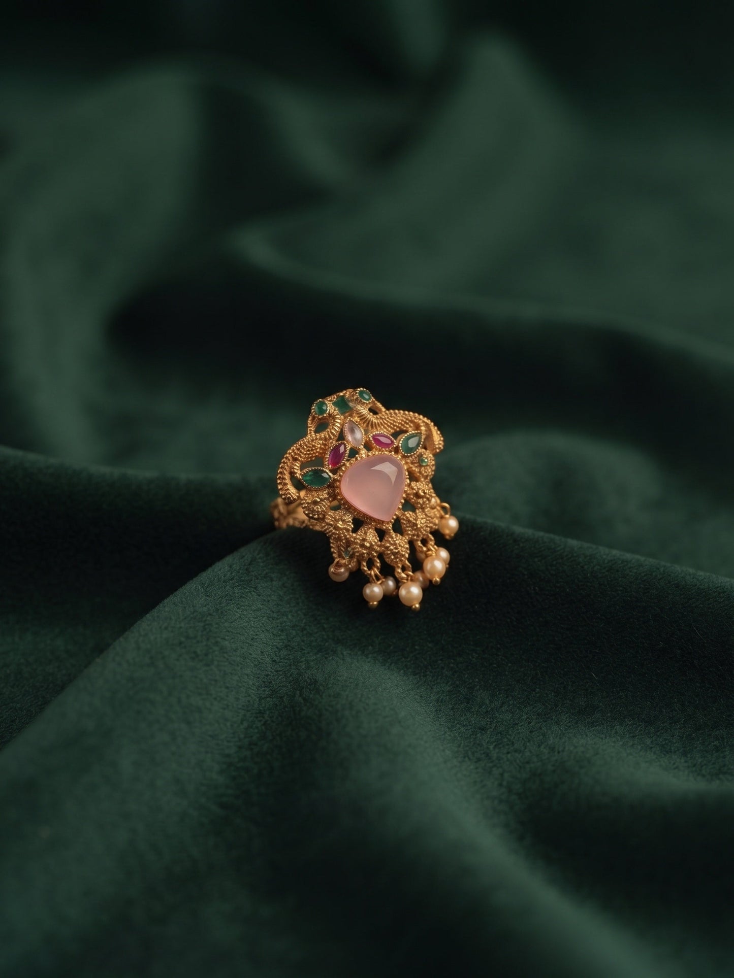 Gold-Plated Kundan Traditional Statement Ring