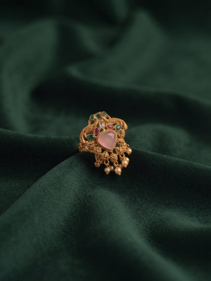 Gold-Plated Kundan Traditional Statement Ring