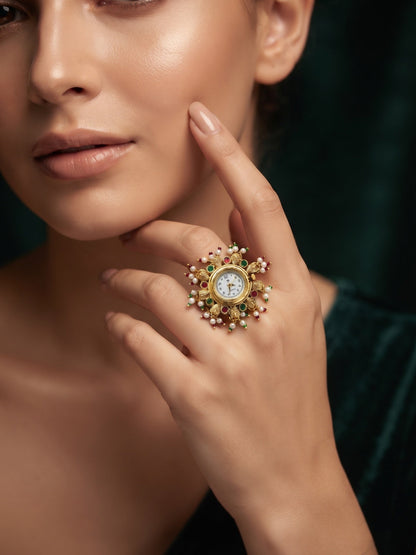 Gold Plated Trendy Watch Ring For Women