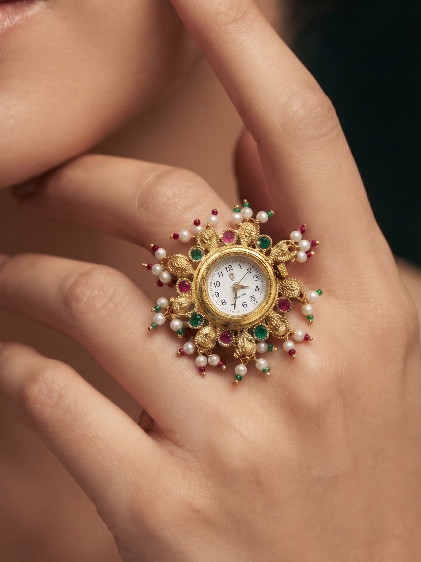 Gold Plated Trendy Watch Ring For Women