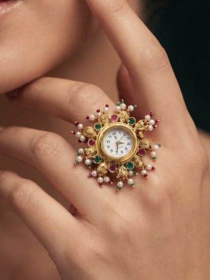 Gold Plated Trendy Watch Ring For Women