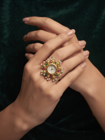 Gold Plated Trendy Watch Ring For Women