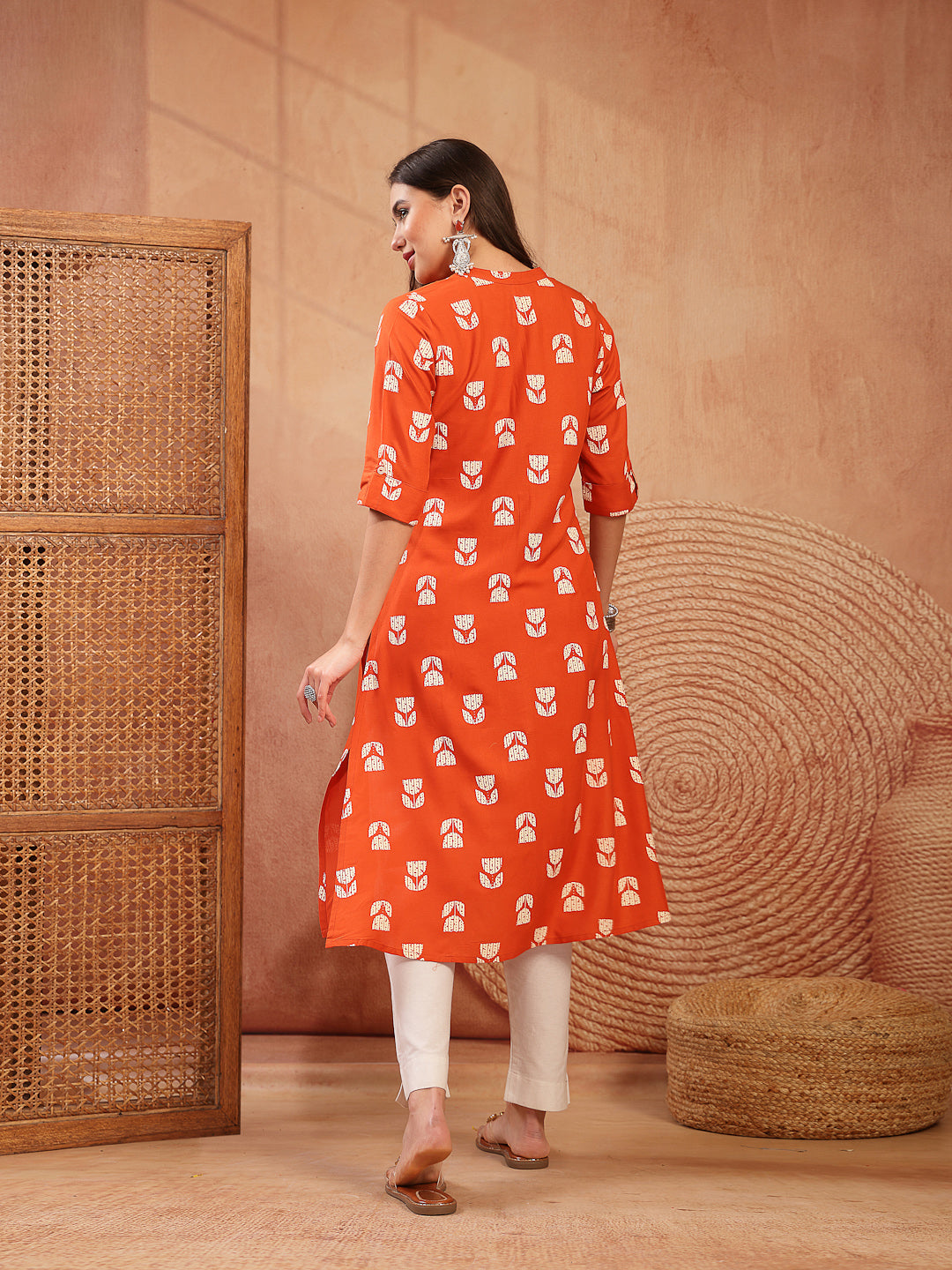 Floral Printed Rayon A-Line Kurta