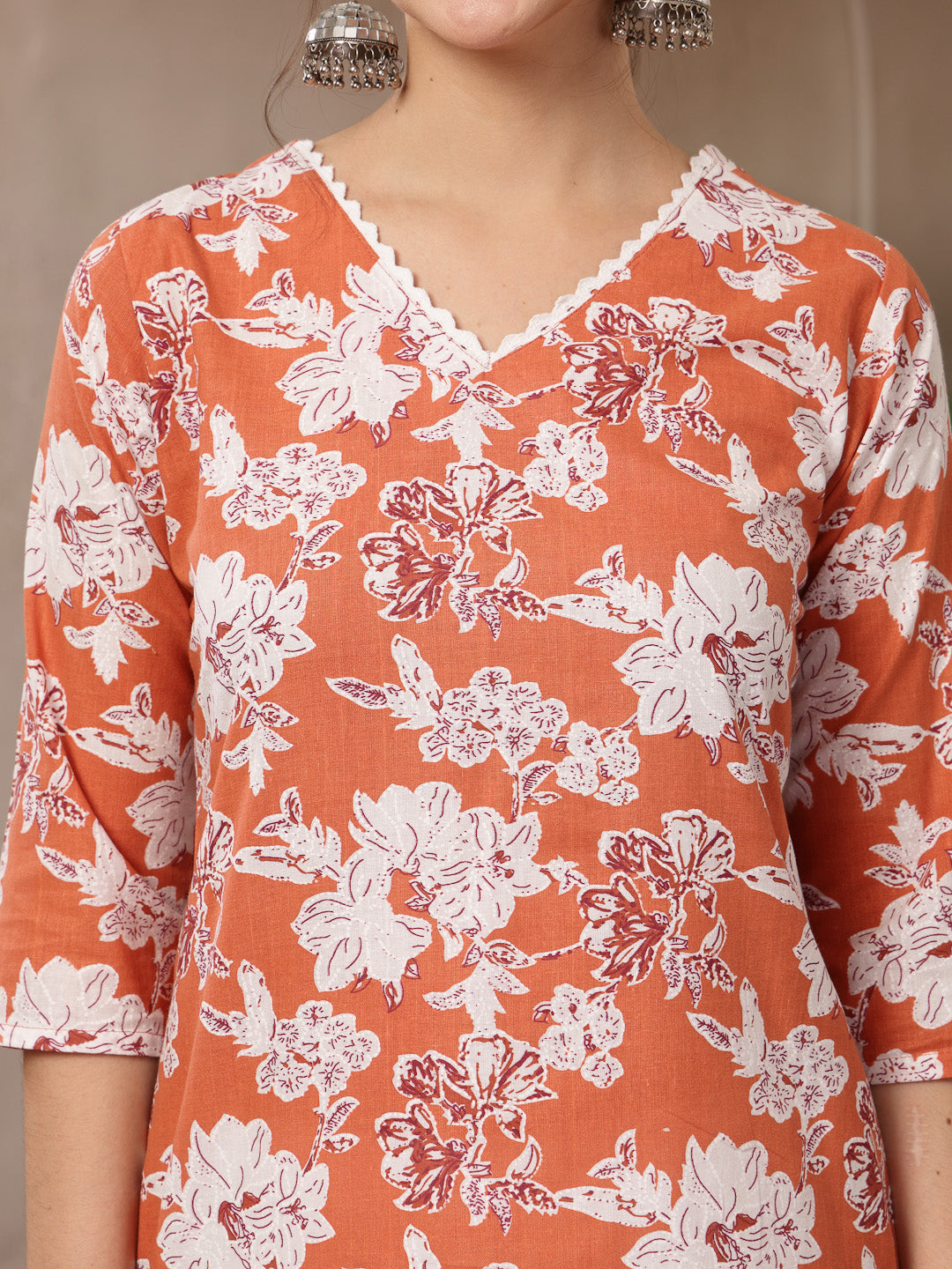 Floral Printed Cotton Straight Kurta