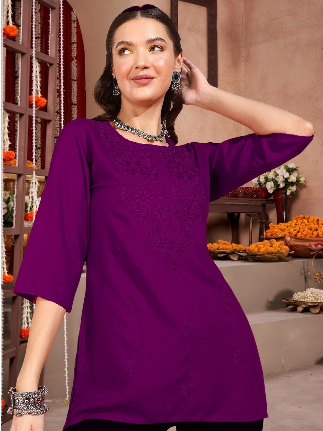 Mokshi rayon embroidered kurta – wholesale manufacturer & exporter from India