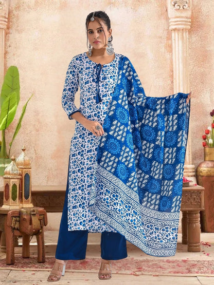 Pink Floral Printed Kurta With Tiered Sharara & Dupatta Set