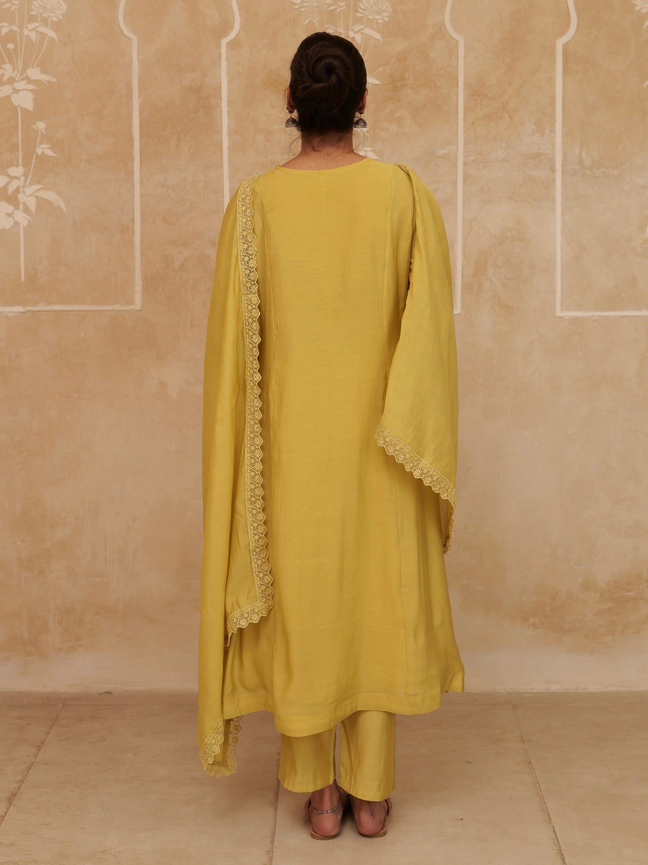 Solid A-Line Design Lining Kurta Trouser Dupatta Set