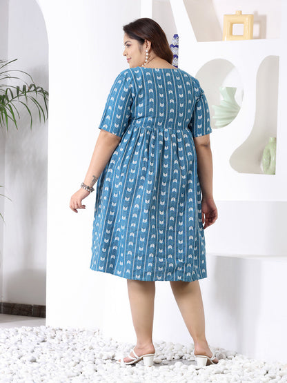Plus Size Self Design Cotton Blend Maxi Dress