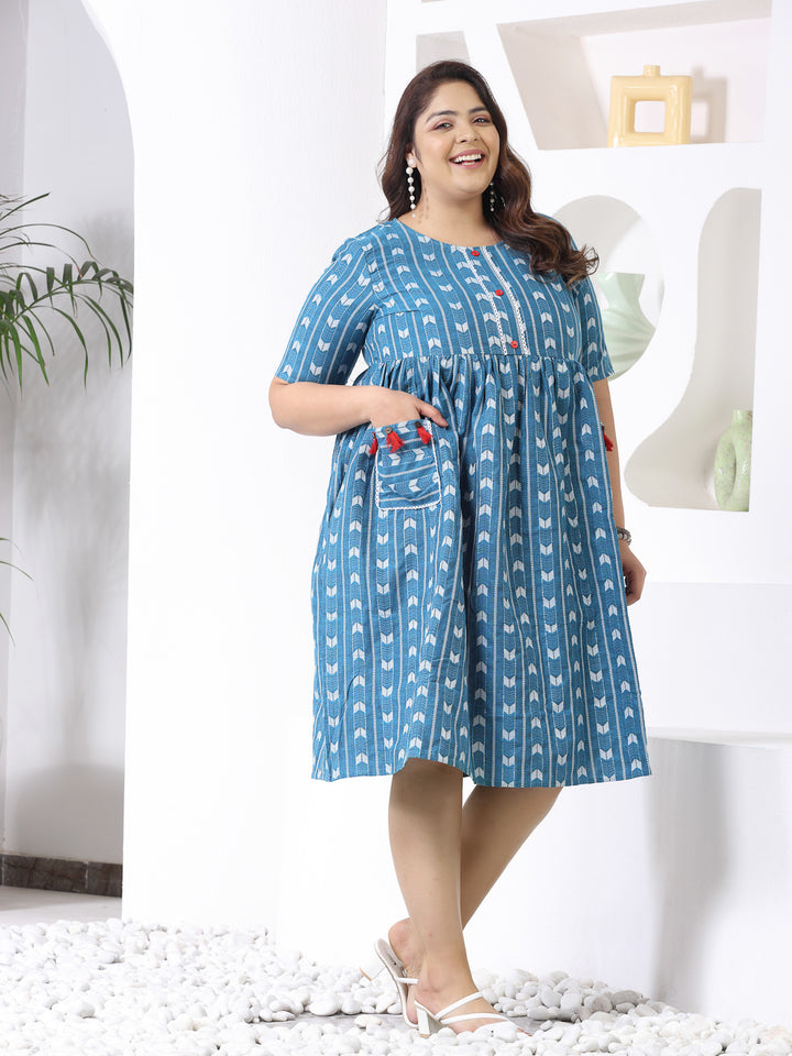 Self Design Cotton Blend Maxi Dress