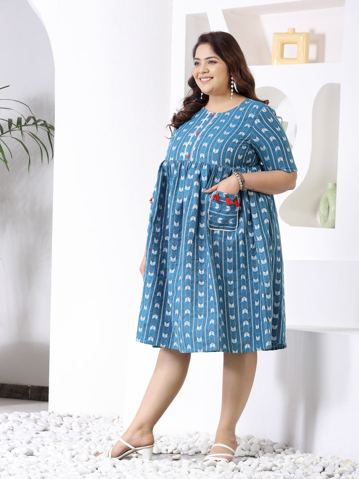 Self Design Cotton Blend Maxi Dress