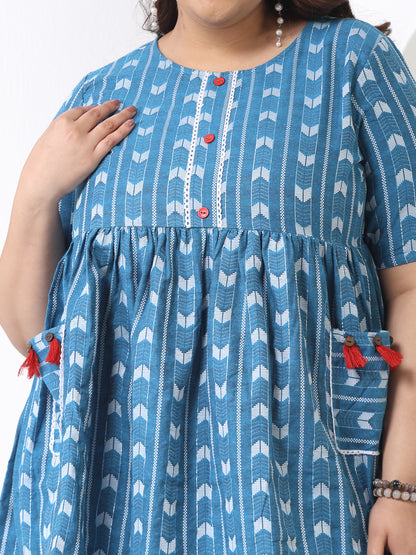 Self Design Cotton Blend Maxi Dress